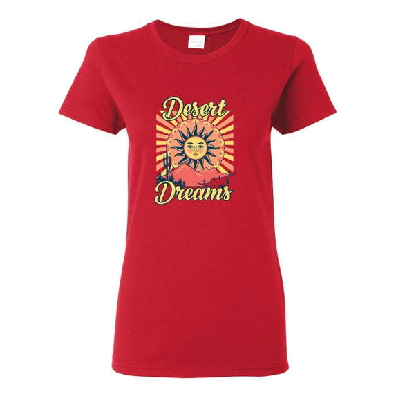 Wild Bobby Desert Dreams Sunset Nature Lover Women Graphic Tee, Red, Large
