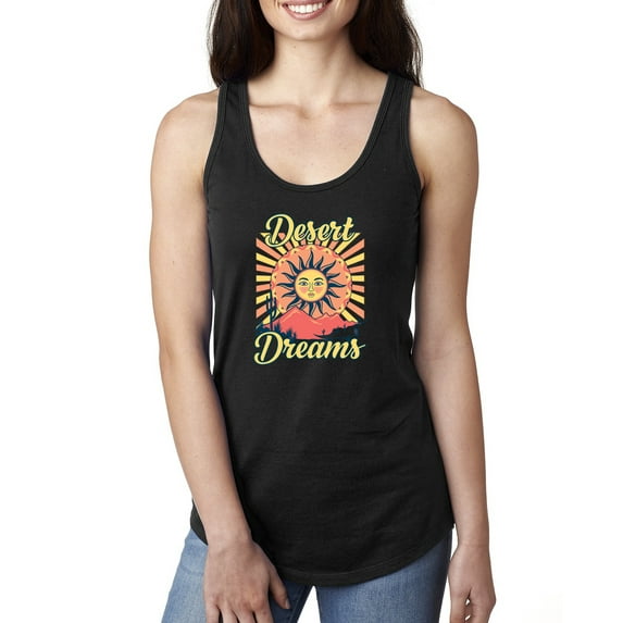 Wild Bobby Desert Dreams Sunset Nature Lover Women Racerback Tank Top, Black, Small