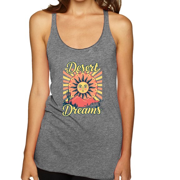 Wild Bobby Desert Dreams Sunset Nature Lover Women Tri-Blend Racerback Tank Top, Premium Heather, Large