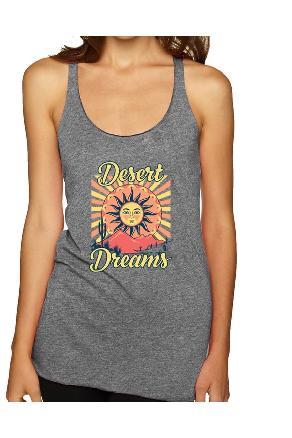 Desert Dreams Sunset Nature Lover Women Tri-Blend Racerback Tank Top, Premium Heather, Medium