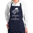thumbnail image 1 of Wild Bobby, Dinner is Coming Funny GoT Dire Wolf Stark | Unisex Kitchen Utility Cooking Apron, Navy, Small, 1 of 1