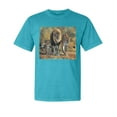 thumbnail image 1 of Wild Bobby, Distressed African Lion Family Desert, Animal Lover, Garment-Dyed Washed Look Short Sleeve T-Shirt, Blue Lagoon, Large, 1 of 3