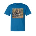thumbnail image 1 of Wild Bobby, Distressed African Lion Family Desert, Animal Lover, Garment-Dyed Washed Look Short Sleeve T-Shirt, Cobalt, 2XL, 1 of 3