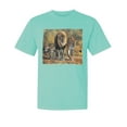 thumbnail image 1 of Wild Bobby, Distressed African Lion Family Desert, Animal Lover, Garment-Dyed Washed Look Short Sleeve T-Shirt, Mint, Small, 1 of 3