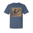 thumbnail image 1 of Wild Bobby, Distressed African Lion Family Desert, Animal Lover, Garment-Dyed Washed Look Short Sleeve T-Shirt, Navy, 2XL, 1 of 3