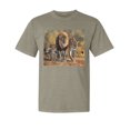 thumbnail image 1 of Wild Bobby, Distressed African Lion Family Desert, Animal Lover, Garment-Dyed Washed Look Short Sleeve T-Shirt, Sand, Small, 1 of 3