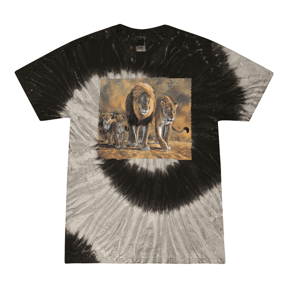Wild Bobby, Distressed African Lion Family Desert Animal Lover Tie-Dye T-Shirt