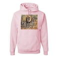 thumbnail image 1 of Wild Bobby, Distressed African Lion Family Desert Fashion Graphic Hoodie Sweatshirt, Light Pink, Medium, 1 of 1