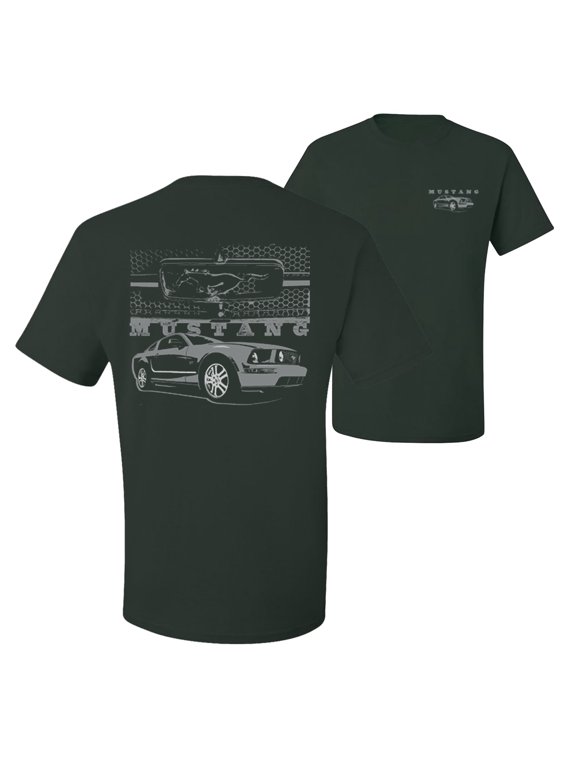 ,Distressed Ford Mustang Front Grill Cars and Trucks Front and Back Men's Graphic T-Shirt, Forest Green, 3XL