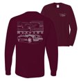 thumbnail image 1 of Wild Bobby,Distressed Ford Mustang Front Grill Cars and Trucks Front and Back Mens Long Sleeve Shirt, Maroon, Small, 1 of 2