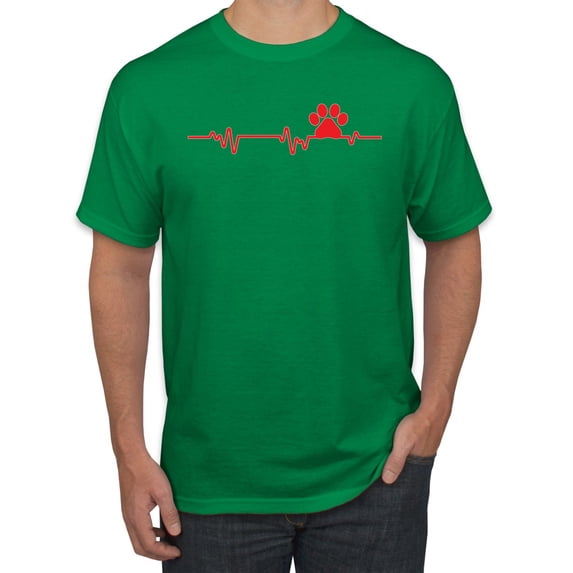 Wild Bobby, Dog Heartbeat | Paw Print EKG Lifeline | Veterinarian Vet Tech Dog Lover Men's T-Shirt, Kelly, Small