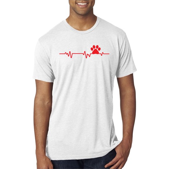 Wild Bobby, Dog Heartbeat | Paw Print EKG Lifeline | Veterinarian Vet Tech Dog Lover Mens Premium Tri Blend T-Shirt, Heather White, X-Large