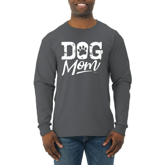 Wild Bobby Dog Mom Dog Lover Men Long Sleeve Shirt Charcoal Medium