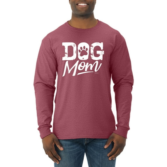 Wild Bobby Dog Mom Dog Lover Men Long Sleeve Shirt Vintage Heather Red Large