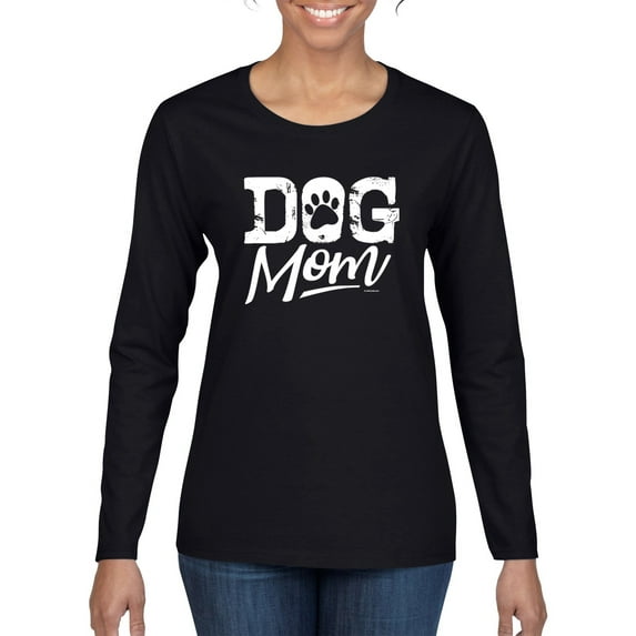 Wild Bobby Dog Mom Dog Lover Women Graphic Long Sleeve Tee Black Small