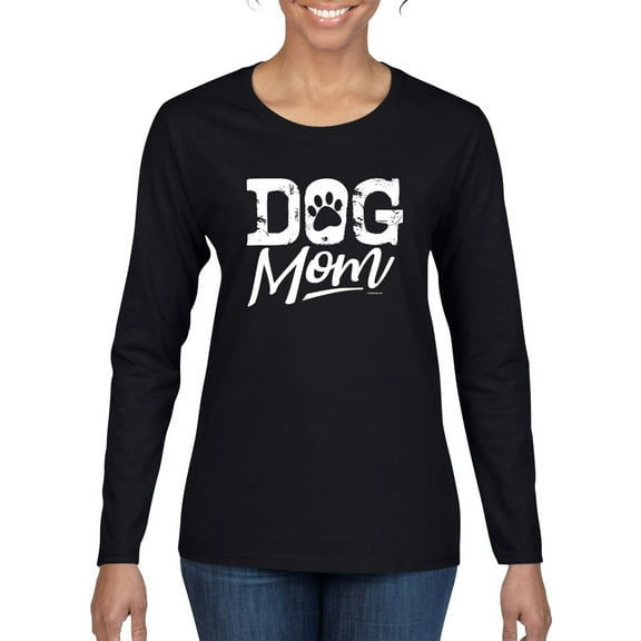 Wild Bobby Dog Mom Dog Lover Women Graphic Long Sleeve Tee Black Small