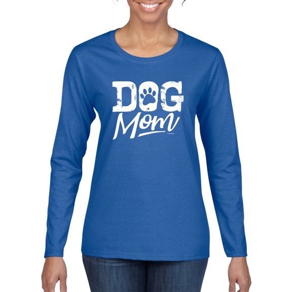 Wild Bobby Dog Mom Dog Lover Women Graphic Long Sleeve Tee Royal Medium