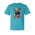thumbnail image 1 of Wild Bobby,Don't Judge My Pitbull I Won't Judge Your Kids Funny Dog Lover Garment-Dyed Washed Look Short Sleeve Tees, Blue Lagoon, Small, 1 of 3