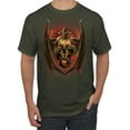 thumbnail image 1 of Wild Bobby, Dragon Sitting on Skull, Pop Culture, Men Graphic Tees, Military Green, 5XL, 1 of 3