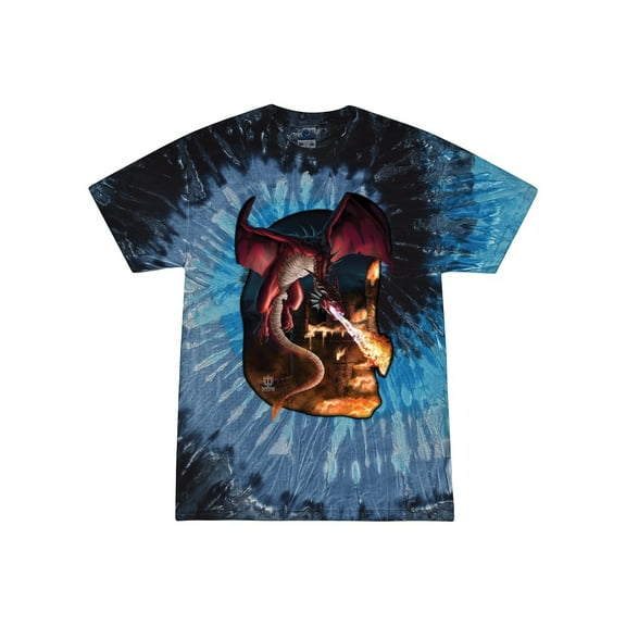 Wild Bobby, Dragonn Breathing Fire, Pop Culture, Tie-Dye Tees, Evening Sky, Large