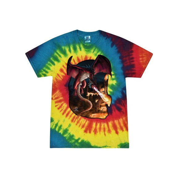 Wild Bobby, Dragonn Breathing Fire, Pop Culture, Tie-Dye Tees, Reactive Rainbow, Medium