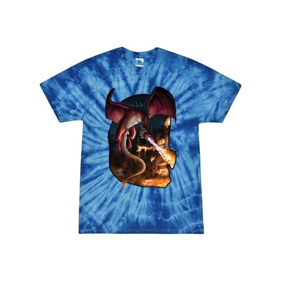 Wild Bobby, Dragonn Breathing Fire, Pop Culture, Tie-Dye Tees, Spiral Royal, Medium