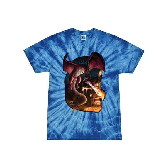 Wild Bobby, Dragonn Breathing Fire, Pop Culture, Tie-Dye Tees, Spiral Royal, Medium