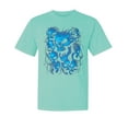 thumbnail image 1 of Wild Bobby, Dripping 3D Blue Flaming Skulls, Streetwear, Garment-Dyed Washed Look Short Sleeve T-Shirt, Mint, X-Large, 1 of 3