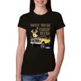 thumbnail image 1 of Wild Bobby, Driving Trucks and Taggin Bucks Retro Ford F150 Hunting, Cars and Trucks, Women Slim Fit Junior Tee, Black, Small, 1 of 4
