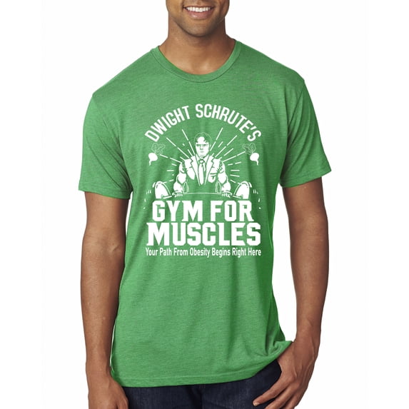 Wild Bobby, Dwight Schrute's Gym for Muscles Pop Culture Mens Premium Tri Blend T-Shirt, Envy, Large