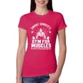 thumbnail image 1 of Dwight Schrute's Gym for Muscles Pop Culture Womens Slim Fit Junior Tee, Raspberry, X-Large, 1 of 3