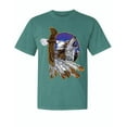 thumbnail image 1 of Wild Bobby, Eagle and Howling Wolf, Animal Lover, Garment-Dyed Washed Look Short Sleeve T-Shirt, Emerald, Medium, 1 of 3