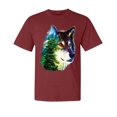 thumbnail image 1 of Wild Bobby, Earth Wolf Trees Mountains Nature, Animal Lover, Garment-Dyed Washed Look Short Sleeve T-Shirt, Tomato, Small, 1 of 3
