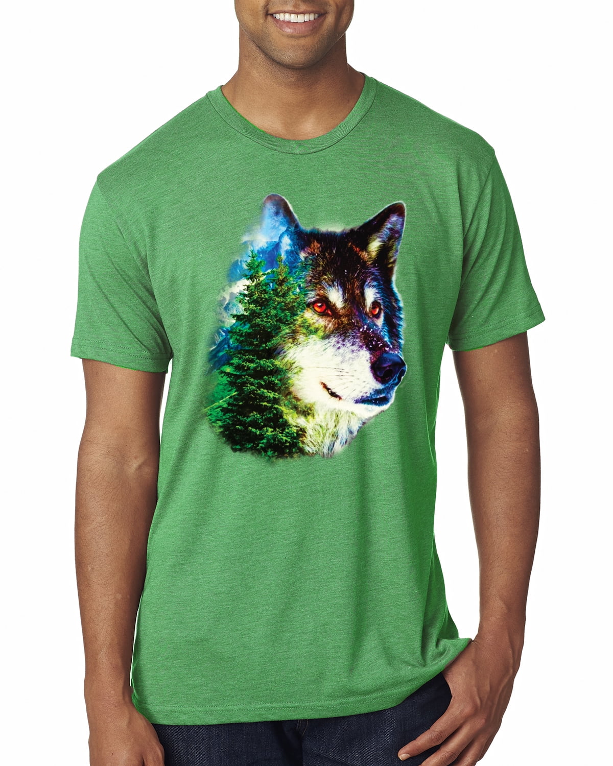 Wild Bobby, Drawn Tribal Wolf Animal Lover Mens Premium Tri Blend