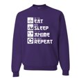 thumbnail image 1 of Wild Bobby, Eat Sleep Anime Repeat, Anime, Unisex Crewneck Graphic Sweatshirt, Purple, X-Large, 1 of 4