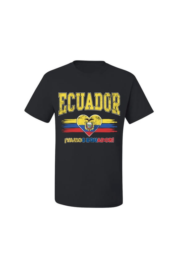 Ecuador Flag Heart Vamos Ecuador Graphic | Women's Novelty T-Shirt | Soccer Football Fan Game Day Gift for Her Unisex Men Tee
