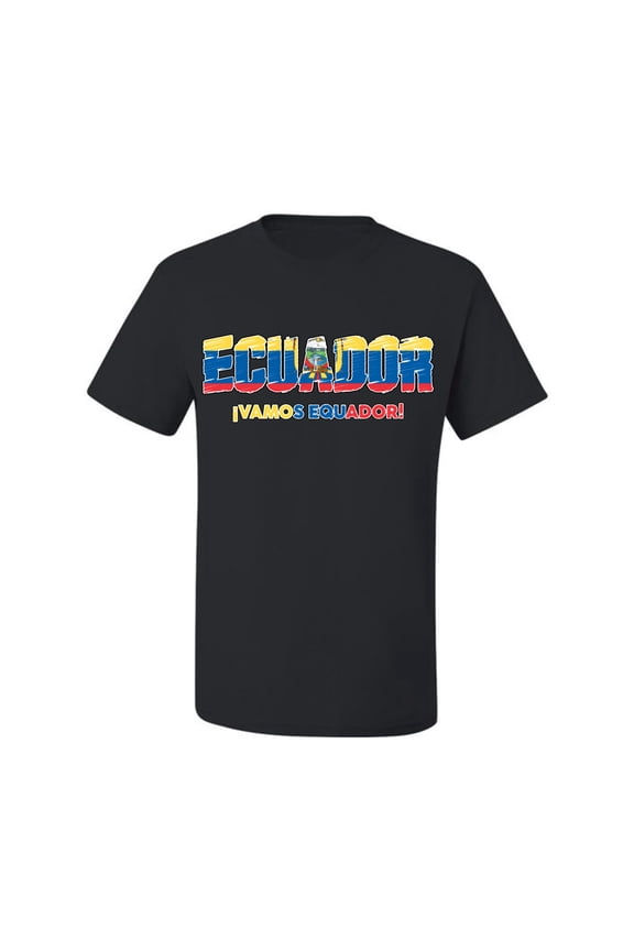 Ecuador Flag Pride Graphic Vamos Ecuador Coat of Arms | Unisex Novelty Graphic T-Shirt | Soccer Football Fan Gift for Men Women Unisex Men Tee