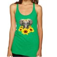 thumbnail image 1 of Wild Bobby, Elephant Sunflower Cute Love Animal Lover Tri-Blend Racerback Tank Top, Envy, Small, 1 of 3
