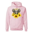 thumbnail image 1 of Wild Bobby, Elephant Sunflower Cute Love Animal Lover Unisex Graphic Hoodie Sweatshirt, Light Pink, Medium, 1 of 3