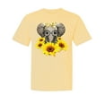 thumbnail image 1 of Wild Bobby,Elephant Sunflower Cute Love, Streetwear, Garment-Dyed Washed Look Short Sleeve T-Shirt, Banana, Small, 1 of 3
