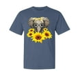 thumbnail image 1 of Wild Bobby,Elephant Sunflower Cute Love, Streetwear, Garment-Dyed Washed Look Short Sleeve T-Shirt, Navy, X-Large, 1 of 3