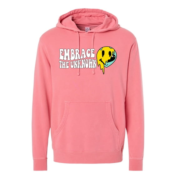 Wild Bobby Embrace the Unknown Streetwear Unisex Pigment Dyed Hooded Sweatshirt