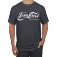 thumbnail image 1 of Wild Bobby, Enjoy Jesus Christ and Thou Shalt Never Thirst Coke Parody Inspirational/Christian Men's Graphic T-Shirt, Charcoal, XX-Large, 1 of 5
