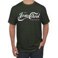 thumbnail image 1 of Wild Bobby, Enjoy Jesus Christ and Thou Shalt Never Thirst Coke Parody Inspirational/Christian Men's Graphic T-Shirt, Forest Green, 4X-Large, 1 of 5