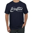 thumbnail image 1 of Wild Bobby, Enjoy Jesus Christ and Thou Shalt Never Thirst Coke Parody Inspirational/Christian Men's Graphic T-Shirt, Navy, 5X-Large, 1 of 5