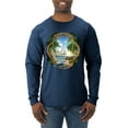 thumbnail image 1 of Wild Bobby, Enjoy Life Vintage Beach Surf Sailboat, Pop Culture, Men Long Sleeve Shirt, Vintage Heather Navy, Large, 1 of 4