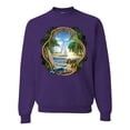 thumbnail image 1 of Wild Bobby, Enjoy Life Vintage Beach Surf Sailboat, Pop Culture, Unisex Crewneck Graphic Sweatshirt, Purple, Large, 1 of 4