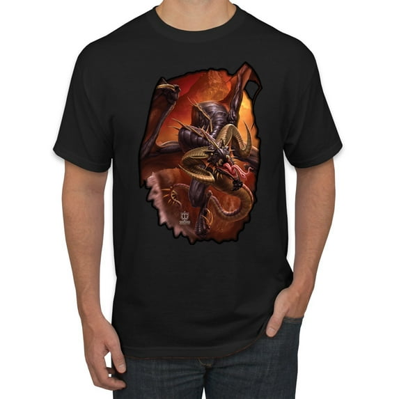 Wild Bobby, Enraged Angry Flying Dragon, Pop Culture, Men Graphic Tees, Black, Small