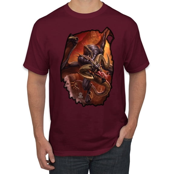 Wild Bobby, Enraged Angry Flying Dragon, Pop Culture, Men Graphic Tees, Maroon, Large