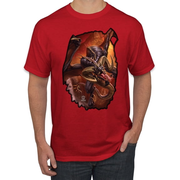 Wild Bobby, Enraged Angry Flying Dragon, Pop Culture, Men Graphic Tees, Red, 5XL